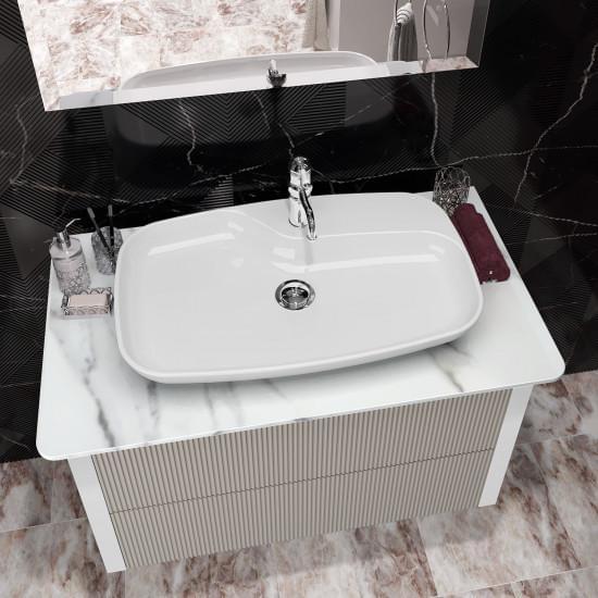 Мебель для ванной Рубинно 90 подвесная с керамогранитом Nova для ванной комнаты