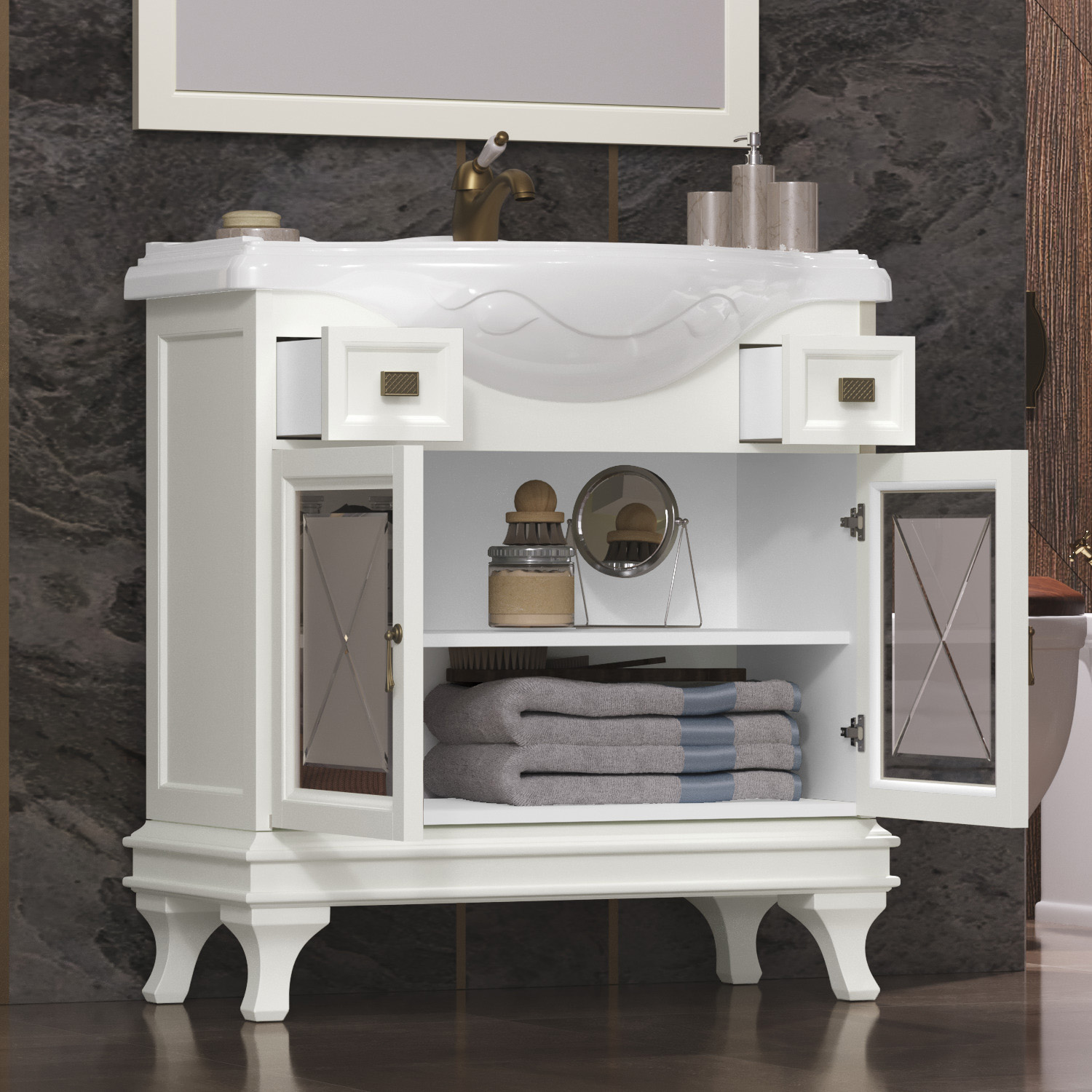 Тумба OPADIRIS Борджи 85, слоновая кость (под раковину Америка 85)