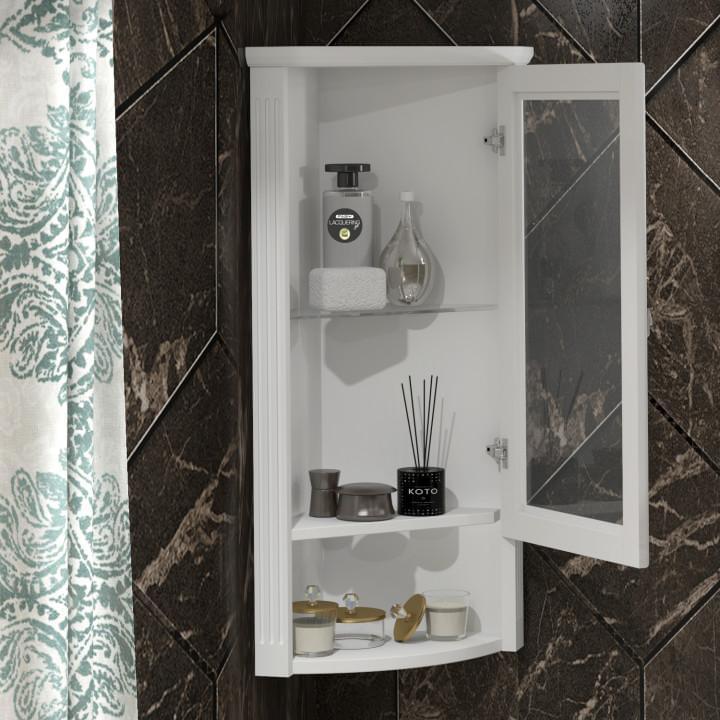 Шкаф подвесной угловой Клио правый для ванной комнаты