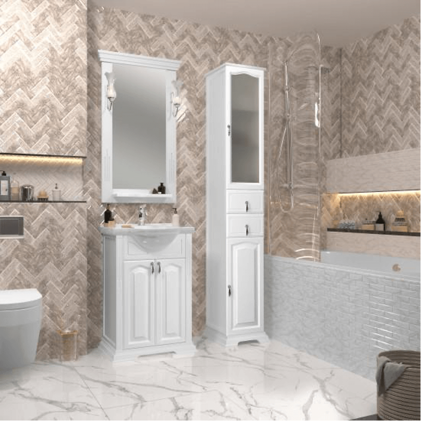 Интересные стилевые решения полок для ванной комнаты