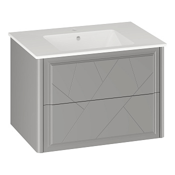 Тумба OPADIRIS Луиджи 70, серый матовый, подвесная, вар. 2 (под раковину CeraStyle Ibiza 71)