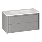 Тумба OPADIRIS Луиджи 100, серый матовый, подвесная, вар. 2 (под раковину Dreja Эйфория 100)