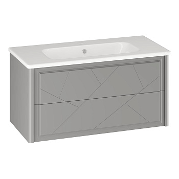 Тумба OPADIRIS Луиджи 100, серый матовый, подвесная, вар. 2 (под раковину Dreja Эйфория 100)