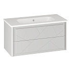 Тумба OPADIRIS Луиджи 100, белый матовый, подвесная, вар. 2 (под раковину Dreja Эйфория 100)